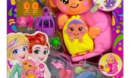 Playset Polly Pocket Mãe e Bebê Macaco - Mattel